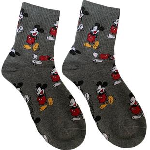 韩国卡通动漫米奇中筒袜女迪士尼米老鼠唐老鸭米妮纯棉袜子ins潮