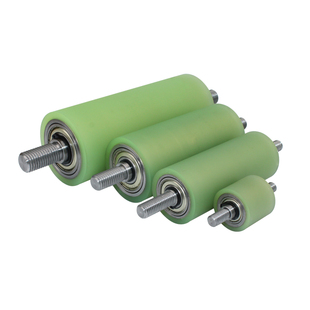 现货聚氨酯包胶滚轮双轴承配双牙轴心托辊耐高温送料轮橡胶硅胶轮