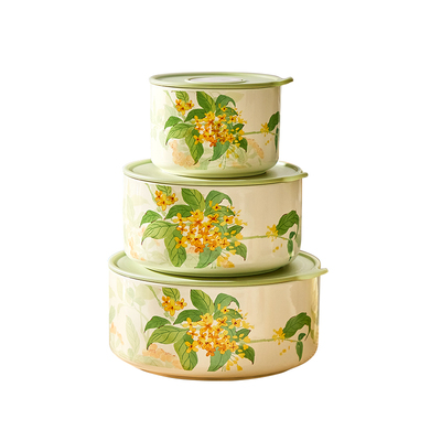 陶瓷饭盒带盖微波炉加热密封圆形