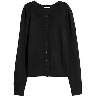 HM女装毛针织衫冬季慵懒舒适打底衫短款开衫薄款外套0579541