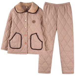 帕兰朵睡衣女冬季三层加厚加绒纯棉夹棉2025新款珊瑚绒秋冬款梭织