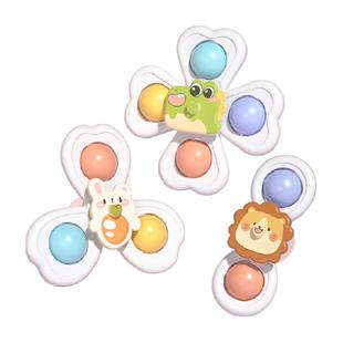 婴幼儿卡通吸盘转转乐旋转陀螺可啃咬摇铃儿童益智安抚玩具男女童