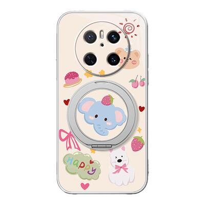 适用华为mate70pro手机壳女款mate60pro+磁吸壳全包新款mate50旋转支架mt40防摔70air肤感mate30卡通可爱小象