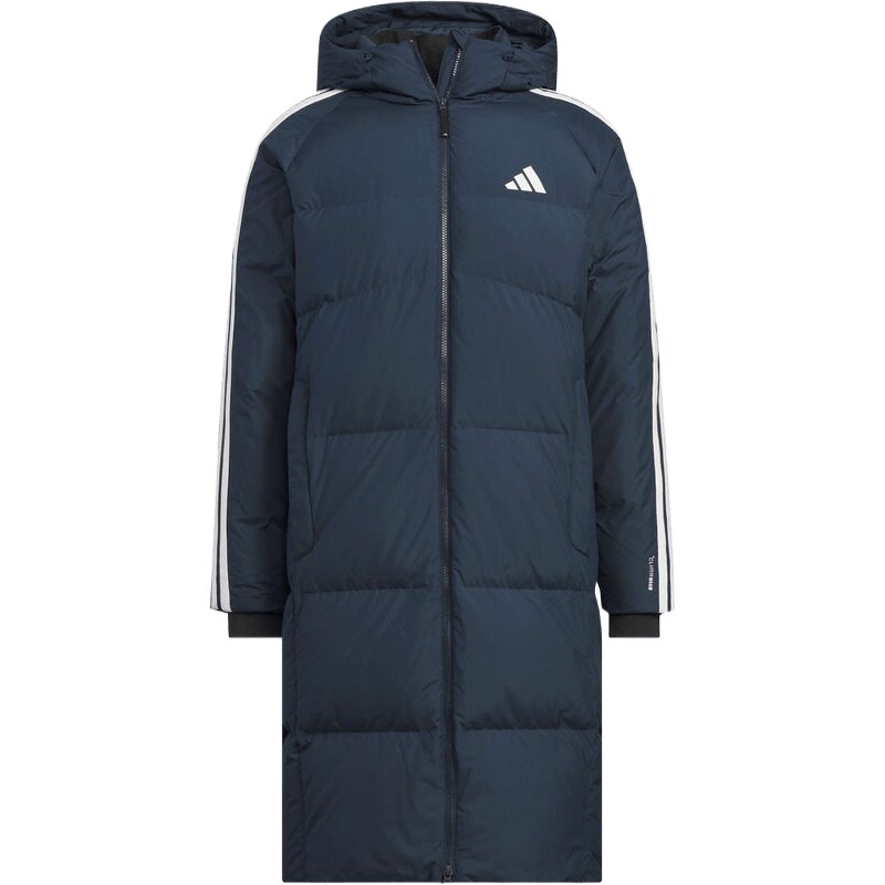 adidas阿迪达斯男子户外运动休闲保暖连帽长款羽绒服外套KC2499