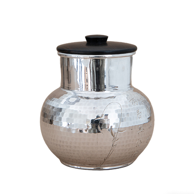 纯银时代手工雕刻密封防潮茶叶罐