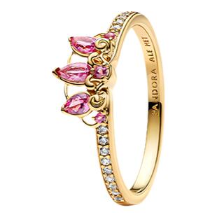 [38女王节]Pandora潘多拉迪士尼夹竹桃粉色乐佩公主王冠戒指礼物