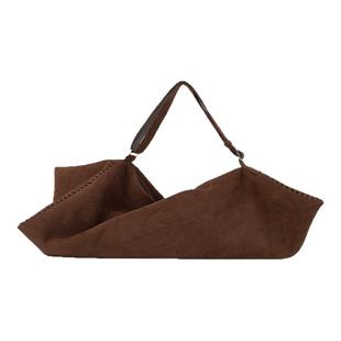 CryingCenter反毛皮饺子红棕色单肩斜跨包大饺包 哭喊中心