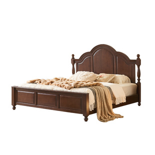 淘美庭美式实木床高箱储物双人大床复古小美风格主卧1.8原木婚床