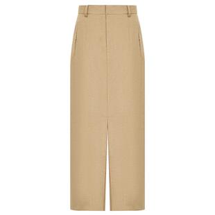 COCOBELLA静奢风设计感开叉半身裙女26春通勤遮胯长裙HS0070