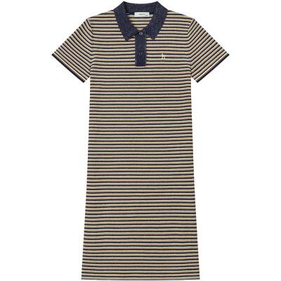 【商场同款】Hazzys哈吉斯2026春夏新品女时尚彩色条纹polo连衣裙