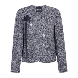 婉甸2025年冬季新品杂花灰复古小香风羊驼毛双面呢外套1244E12ZY3