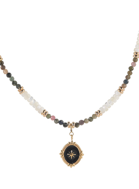 Hihipenny/罗马假日天然石原创设计贝壳锁骨椭圆八芒星吊坠项链女