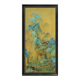 千里江山图入户玄关装饰画中古风新中式挂画走廊过道高端大气壁画