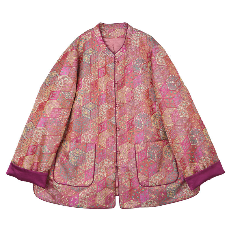 美丽客栈缎面提花新中式棉服外套