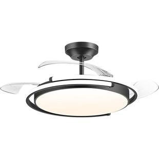 欧普照明隐形扇客厅餐厅黑色吊灯卧室简约现代电扇风扇灯FS