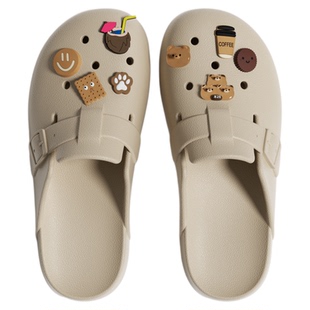 朴西包头博肯居家洞洞鞋女防滑透气eva可爱鞋花户外情侣沙滩鞋男