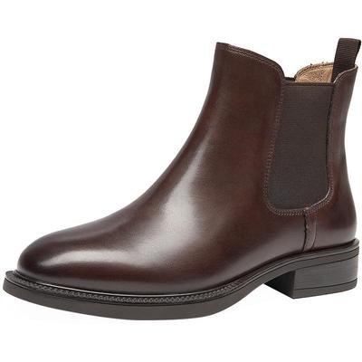 切尔西粗跟短靴beau软牛皮