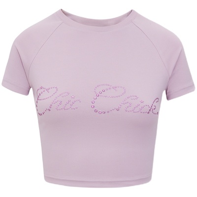 烫钻呼吸感棉辣妹修身短款