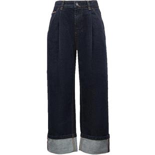 ONLY2026春季新款复古宽松男友裤卷边九分裤明线牛仔裤女