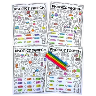 自然拼读Phonics search找单词趣味作业练习纸小学少儿童英语启蒙