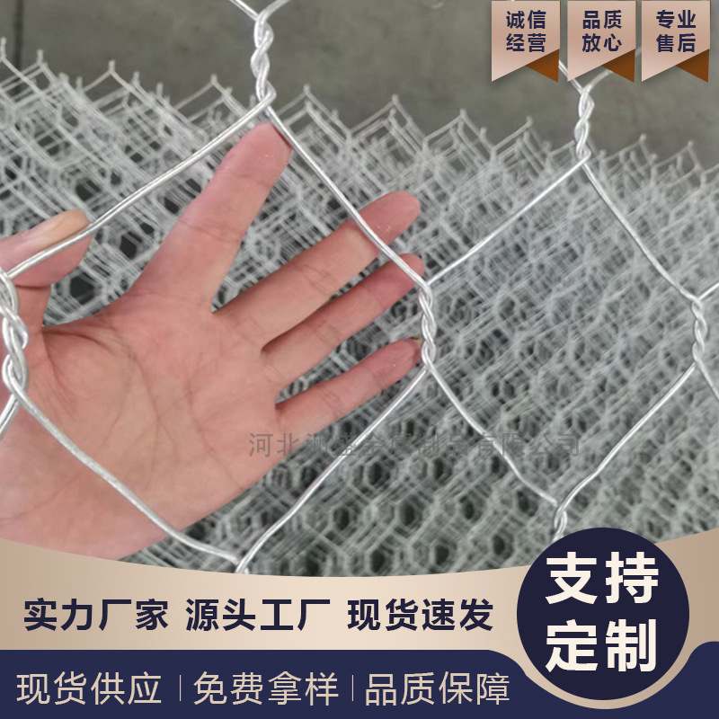 河道格宾石笼固滨铅丝宾沟护坡雷诺隔板笼治理pvc双格侵蚀六角网