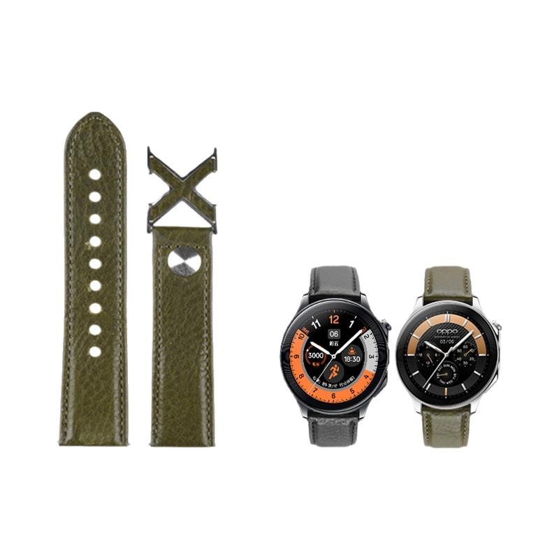 适用OPPOwatchX手表X2植鞣真皮S2表带watch4pro运动3pro智能watch2男士高级腕表带大牌贴膜