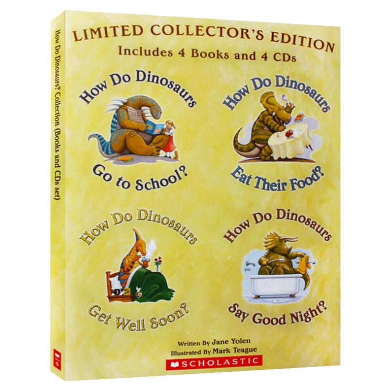 家有恐龙系列4册盒装 How Do Dinosaurs collection Eat Their Food 英文原版 恐龙怎么吃东西 吴敏兰绘本廖彩杏书单 附CD 英文版