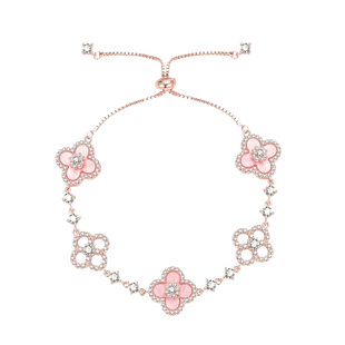 仿粉贝母花瓣四叶草手链女款手串女闺蜜手链轻奢小众精致手环手饰