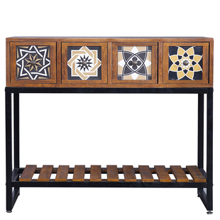 美式过道玄关柜入户门厅置物架客厅长条窄边桌靠墙玄关复古小桌子