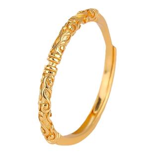 轻奢高级感S999足银镀金复古国风金箍棒戒指亮金工艺吉祥食指戒女