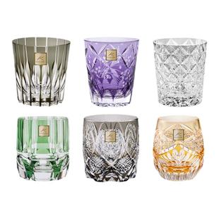 日本KAGAMI江户切子杯水晶玻璃威士忌洋酒杯手工杯子洛克星芒杯