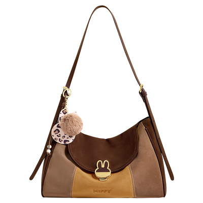 米菲大容量复古拼色托特包