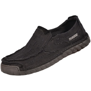 老北京布鞋男加绒保暖中老年人休闲帆布单鞋软底大码一脚蹬懒人鞋