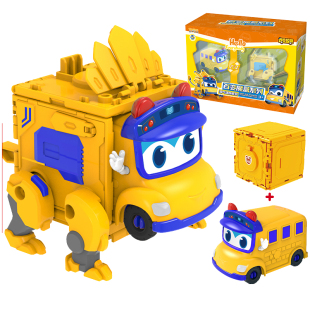 正版百变校巴魔盒雄狮车长歌德儿童磁吸变形合体机器人金刚男孩