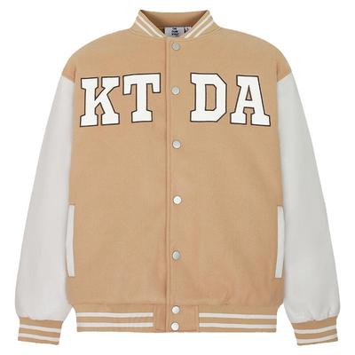 KTDA美式刺绣撞色拼皮外套夹棉