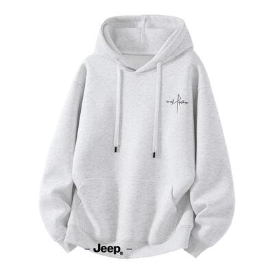 JEEP吉普秋冬加绒加厚连帽卫衣