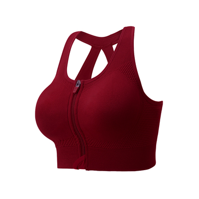 前拉链运动内衣女防震防下垂跑步健身瑜伽上衣带胸垫文胸无缝背心