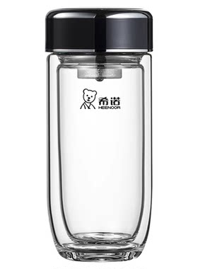 希诺双层玻璃杯商务男士高档水杯