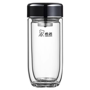 希诺双层玻璃杯2026新款水杯官方旗舰店商务男士高档泡茶杯子礼盒