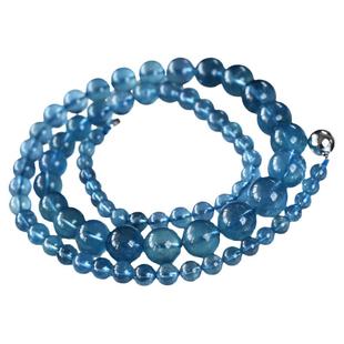 绫罗（饰品）天然巴西冰种海蓝宝塔链女魔鬼蓝水晶项链一物一图