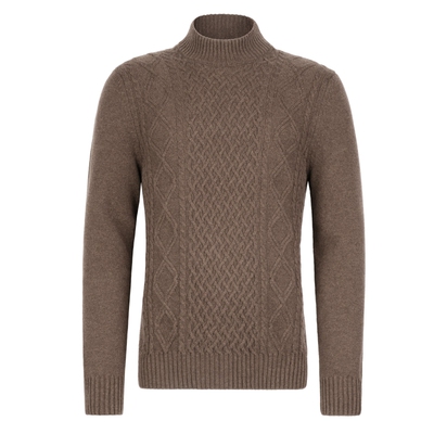 FALCONERI男时尚日常休闲舒适纹理半高领山羊绒针织衫毛衣UML0214