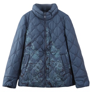 依佈妈妈装2024冬装新款印花棉服立领防风棉袄中老年棉服外套