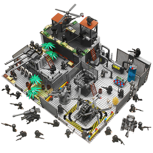 二战军事警察积木特警人仔特种兵全副武装士兵男孩益智拼装玩具