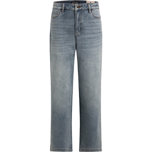 【棉柔牛仔】暇步士女装2025秋季新款复古休闲阔腿牛仔裤时尚百搭