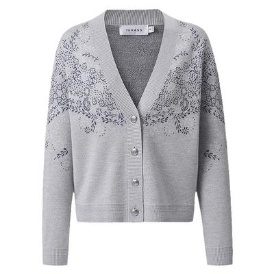 VGRASS丝羊毛羊绒绣花针织开衫