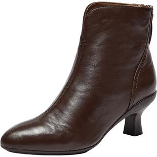 Bata羊皮书时装靴女25冬商场新款软底优雅通勤加绒短筒靴AIR53DD5