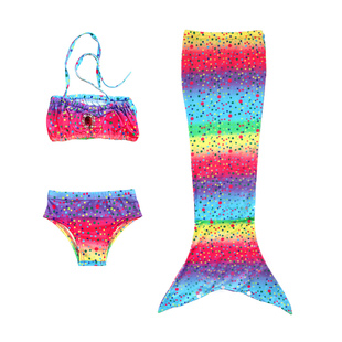 儿童美人鱼衣服鱼尾公主裙子服装 女童彩色美人鱼尾巴套装游泳衣