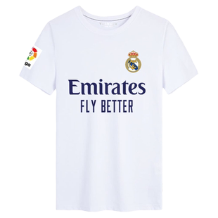 皇马队服球迷服阿扎尔本泽马男士足球衣服短袖t恤衫纯棉运动服男