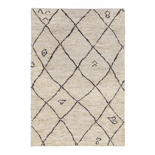 KM进口手工编织摩洛哥纯色北欧乡村田园黄麻家用民宿露台几何地毯