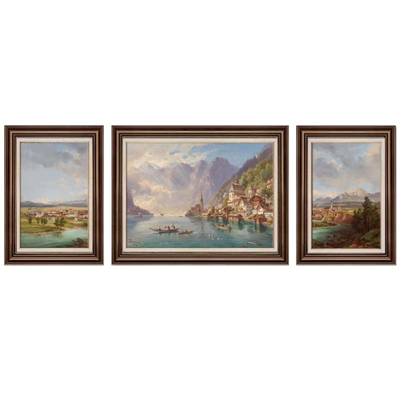 客厅挂画法式中古风沙发背景墙装饰画手绘油画肌美式复古高级壁画